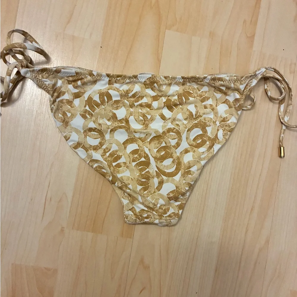 Diane von Furstenberg Gold Chain Print Tie-Side Bikini Bottoms